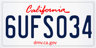 CA license plate 6UFS034
