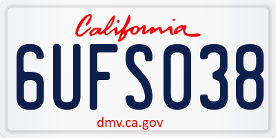 CA license plate 6UFS038