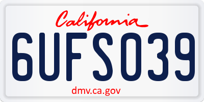 CA license plate 6UFS039