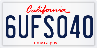 CA license plate 6UFS040
