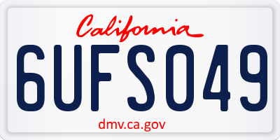 CA license plate 6UFS049