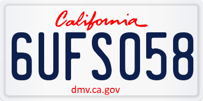 CA license plate 6UFS058