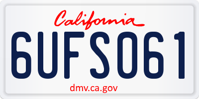 CA license plate 6UFS061