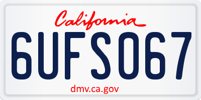 CA license plate 6UFS067