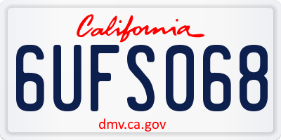 CA license plate 6UFS068