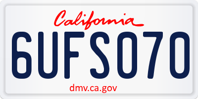 CA license plate 6UFS070
