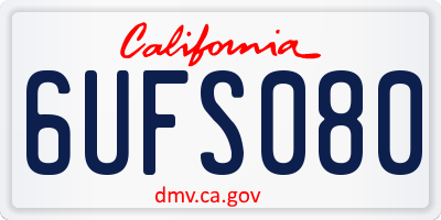 CA license plate 6UFS080