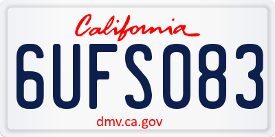CA license plate 6UFS083
