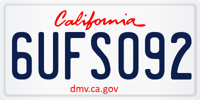 CA license plate 6UFS092