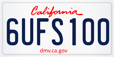 CA license plate 6UFS100
