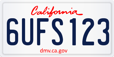 CA license plate 6UFS123