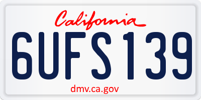 CA license plate 6UFS139