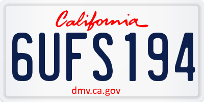 CA license plate 6UFS194