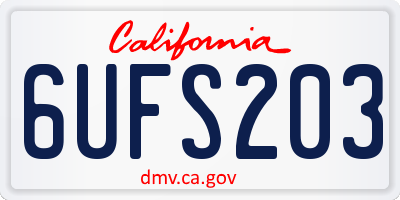 CA license plate 6UFS203