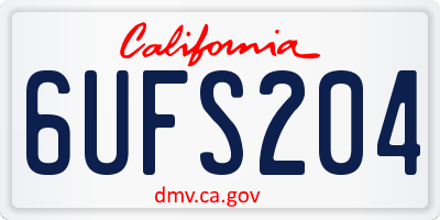 CA license plate 6UFS204