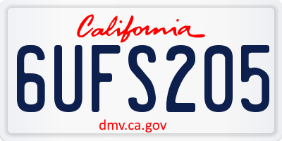 CA license plate 6UFS205
