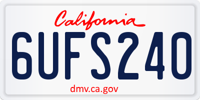 CA license plate 6UFS240
