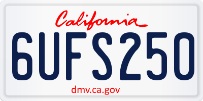 CA license plate 6UFS250