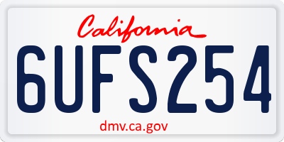 CA license plate 6UFS254