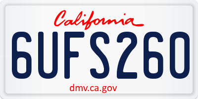 CA license plate 6UFS260