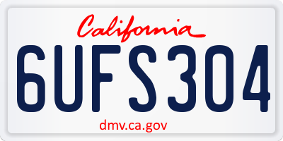 CA license plate 6UFS304
