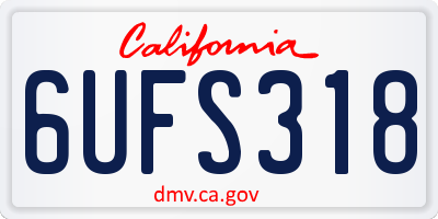 CA license plate 6UFS318