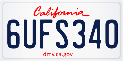 CA license plate 6UFS340
