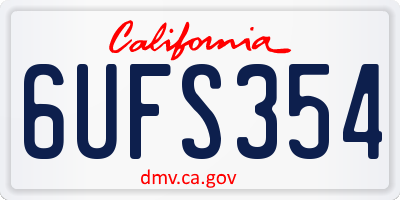 CA license plate 6UFS354
