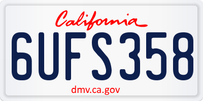 CA license plate 6UFS358