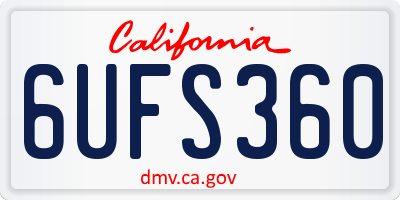 CA license plate 6UFS360