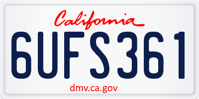 CA license plate 6UFS361