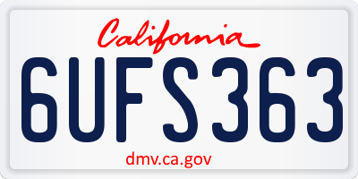 CA license plate 6UFS363
