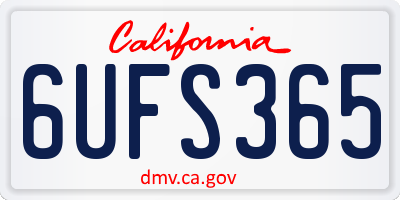 CA license plate 6UFS365