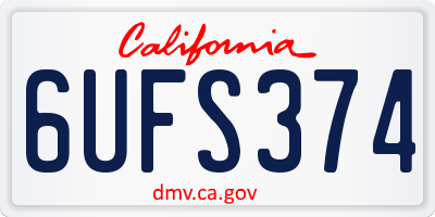 CA license plate 6UFS374