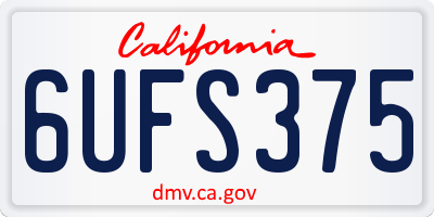 CA license plate 6UFS375