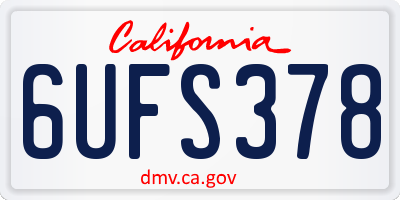 CA license plate 6UFS378
