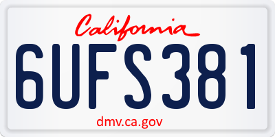 CA license plate 6UFS381