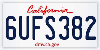 CA license plate 6UFS382