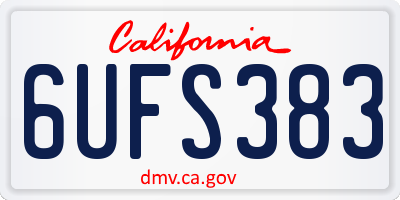 CA license plate 6UFS383