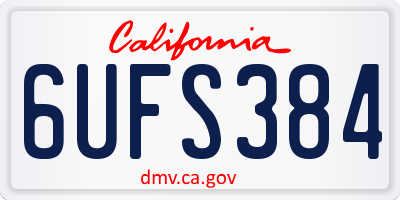 CA license plate 6UFS384