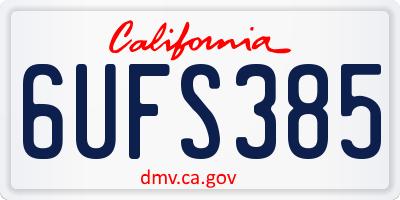 CA license plate 6UFS385