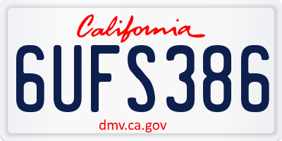 CA license plate 6UFS386