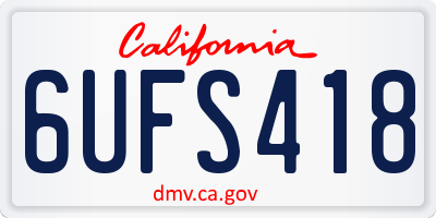 CA license plate 6UFS418