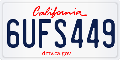 CA license plate 6UFS449