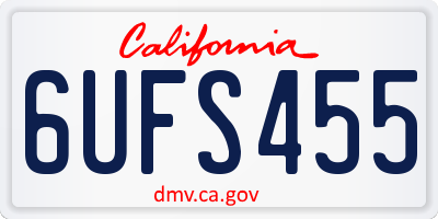 CA license plate 6UFS455