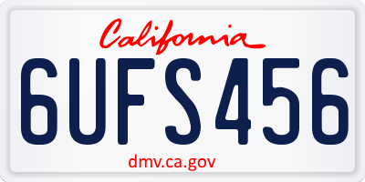 CA license plate 6UFS456