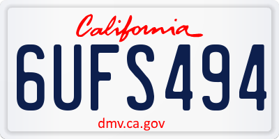 CA license plate 6UFS494