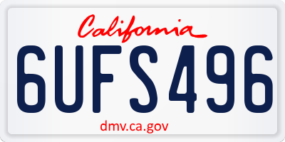 CA license plate 6UFS496