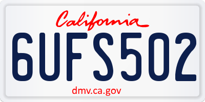CA license plate 6UFS502
