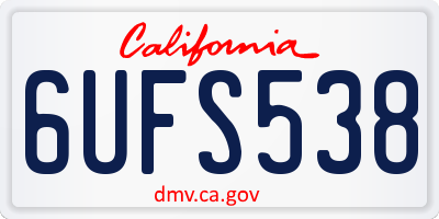 CA license plate 6UFS538